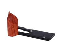 Asixxsix Camera L Bracket, Aluminum Alloy Plate with Wood Grip, 1/4 Inch Threaded Hole, Vertical Camera Mount Fit for PowerShot V1 Cameras, for Arca Tripod (Black)