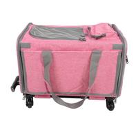 Asixxsix Cat Carrier, Dog Travel Carrier with Wheels for Small Medium Pets Foldable Rolling Cage with Telescopic Handle Adjustable Shoulder Strap Airline Approved Pet Transport Bag (Pink)