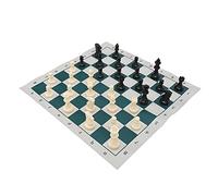 Asixxsix Chess Set, Compact Portable Travel Chess Set International Standard with Storage Bag for Kids and Adults Lightweight Plastic Pieces Rubber Board Improves Logical Thinking