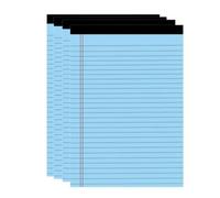 Asixxsix Colored Legal Pads, A4 Size, 4pcs, 50 Pages (Blue) | Double Red Margin Layout, Easy Tear Top Binding, Wide Ruled Notepads, for Students Office Meetings