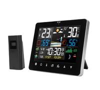 Asixxsix Digital Thermometer Hygrometer, Wireless Indoor Outdoor Weather Station with Large Display Touch Controls Weather Forecast Atomic Clock for Home Office Monitoring