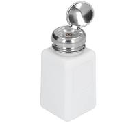 Asixxsix Dispensing Bottle, HDPE Stainless Steel Liquid Dispenser Pump, ESD Safe One Touch Liquid Dispenser Pump Bottle, 200ml 6.7oz Square and Static Dissipative, Press Type Design (White)