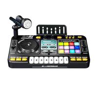 Asixxsix DJ Mixer Controller, Audio Mixer Board with LED Lights Sound Effects Piano Keys Karaoke Microphon for Kids Toddlers Birthday Party 3 4 5 6 Years Old