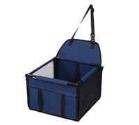 Asixxsix Dog Car Seat for Small Medium Dogs, 39x39x27cm Large Capacity PVC Oxford Fabric Booster Car Seat, Water Proof Foldable Portable Pet Bed for Travel, 1 Safety Belt (Dark Blue)