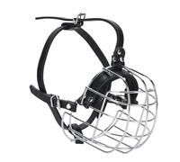 Asixxsix Dog Muzzles to Prevent Biting and Eating, Metal Dog Muzzle Basket with Adjustable PU Leather Straps, Breathable Secure Cage Muzzle for Medium Large Sized Dogs