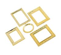 Asixxsix Dollhouse Mirror, Vintage Carving 1:12 Scale Dollhouse Picture Frame, Miniature Mirror Frame with 5 Pieces Set for Bedroom Living Room Bathroom Study Decoration