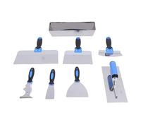 Asixxsix Drywall Spatula Set, 6 PCS Stainless Steel Drywall Tools with Soft Grip Handle and Mud Pan, for Joint Taping, Finishing, Patching, Wall Decoration and Paint Removal