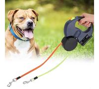 Asixxsix Dual Headed Hand Holding Retractable Leash with LED Light for Pet Walking Lead, Highstrength Reflective Nylon Webbing for Safety At Night (Dark Gray)