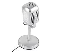 Asixxsix Dynamic Vocal Microphone, Plug and Play Wired Retro Condenser Mic with Adjustable Angle Clear Sound Vintage Microphone with Stand for Studio Recording, Karaoke, Live Performance