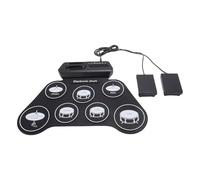 Asixxsix Electronic Drum Set, 7 Pads Roll Up Drum Practice Pad with Pedals & Sticks, Built in Speaker with Headphone Jack, Christmas & Birthday Gift for Kids (Black and White version)