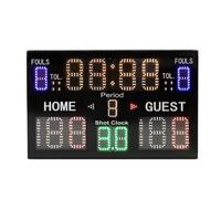 Asixxsix Electronic Scoreboard, 15 Digit LED Display Multisport Portable Scoreboard, Basketball with Timer Remote Built-in Speaker for Gyms Recreation Centers