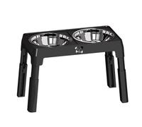Asixxsix Elevated Dog Bowls, 5-Height Adjustable 2.8L Raised Dog Bowl Stand, Feeding Station with 2 Stainless Steel Bowls and Licking Plate for Large Medium Small Dogs Puppy to Senior (Black)
