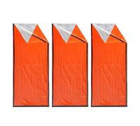 Asixxsix Emergency Sleeping Bag, 3 Pack Thermal Water Proof Survival Blankets for Adults with Whistle and Storage Bag, for Camping Hiking Outdoor (3PCS)