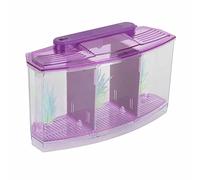 Asixxsix Fish Breeding Box, Transparent Acrylic Material Three Section Divider Fish Isolation Box with LED Lights and Activated Carbon Filter for Guppy Betta Shrimp Clownfish Nursery (Purple)