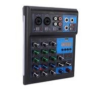 Asixxsix Gaming Sound Mixer, 4 Channel Inputs Outputs PC Sound Board with Wireless Microphone for Speeches Live Streaming Content Creation, Compatible with Smartphone, Computer, Tablet