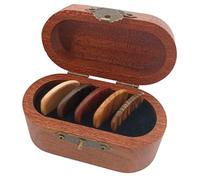 Asixxsix Guitar Pick Holder, Multi Purpose Guitar Pick Box with 5 Pcs Wooden, Mini Jewelry Box for Men Women Teens Adults, Large Capacity Storage, Unique Design (1 Box with 5 Picks)