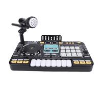 Asixxsix Kids DJ Mixer, 2 in 1 Electronic Keyboard Piano 12 MIDI Buttons Recording Function with LED Lights Sound Effects & Microphone, Musical Instruments for Boys Girls Age 3+ (Black)