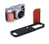 Asixxsix L-Shape Handgrip, X E5 Aluminum Alloy Pear Wood Lightweight Side Handle, Built-in Quick Release Plate for Arca, Hand Grip Holder Anti-Slip Pads Design, 1/4 Inch Screw (Black)