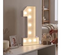 Asixxsix Light Up Number Marquee Sign, with Warm LED Light Panel Marquee Number Lights Sign Decoration Backdrop Pre-Cut Foam Board 70cm Battery Operated