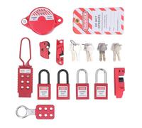Asixxsix Lockout Tagout Kit, Electrical LOTO Clamp On Universal Multipole Circuit Breaker Lockouts 4 Safety Padlocks 3 Different Sized with Storage Bag for Hazardous Electrical
