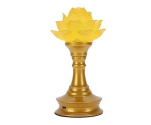 Asixxsix Lotus Buddhist Lamp, Vintage Golden Buddha Night Light, USB Rechargeable Lotus Light, Temple Decoration Worship Prayer Faith Supply Things for Worship, Prayer and Display (Small Diameter: