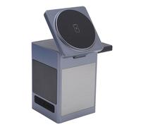 Asixxsix Magnetic Wireless Charging Station, 360° Rotation 6 In 1 Foldable Charger Stand Alarm Display Travel 15W Charging Station 1000Mah for Charger, Phone, Earphone