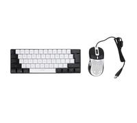 Asixxsix Mechanical Gaming Keyboard, 61 Key RGB Multi Color LED Backlight Anti Ghosting Keyboard Ergonomic Wired Gaming and Mouse for PC Mac Gamer and Office Workers (White Center Black Frame)