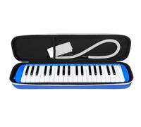 Asixxsix Melodica Instrument, 37 Key 3D EVA Hard Case Portable Melodica 2 Tone Keys Handheld with 2 Tubes Mouthpieces for Kids Adults (Blue)