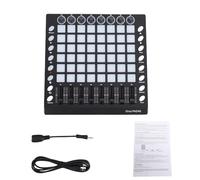 Asixxsix MIDI Controller, 48 RGB Velocity Sensitive Beat Maker with 8 Assignable Knobs Faders Drum Machine Portable for Music Production USB Rechargeable