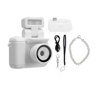 Asixxsix Mini Digital Camera, 1080P HD Keychain Camera with 1.44 Inch LCD Screen and Flash, Compact Retro Camera Video Recorder for Travel Recording Social Media (White)