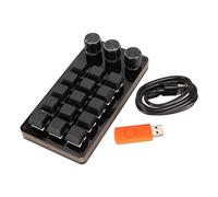 Asixxsix Mini Gaming Keypad, 15 Keys 3 Knobs Blue Switch Hot Swappable Macro Keypad, Programmable with Detachable USB Cable for Gaming Graphic Design Video Editing