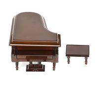 Asixxsix Miniature Piano Model, Fine Workmanship Exquisite Real Piano Restoration Music Movement Wooden Model, Basswood Miniature Instrument with Stool for Doll House Room Box Home
