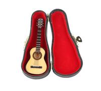 Asixxsix Miniature Wooden Guitar Model, 3.9 Inch, Handmade Craft Ornament | Mini Musical Instrument Replica, Painted Wood Finish, Desk Office Home Decor, Gift for Music Lovers, Includes Stand And Box