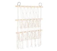 Asixxsix Multi Layer Stuffed Animal Net, Wall Hanging Organizer with Wooden Stick for Books Dolls Towels, Plush Toy Storage Mesh Pocket Minimalist Design Sturdy Material (Double Layer)