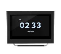 Asixxsix Music Frame Speaker, 7 Inch Lyrics Display Digital Photo Frame with 8 Dynamic Backgrounds, 8 White Noises and Alarm Clock, for Home Office Bedroom Decor (Black)