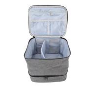 Asixxsix Nail Polish Organizer Bag, Double Layer Large Capacity Nail Supplies Storage Box, Holds 30 Bottles Nail Polish, Portable Nail Stuff Carrying Bag with Handle Strap (Grey)