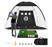 Asixxsix Net, 10x7FT Swing Training Net with Practice Mat for Backyard Driving Chipping Training, Indoor Outdoor Practice Aid for Men Dad Him, Easy to Set Up (3 Meter Set)