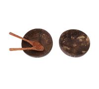 Asixxsix Old Coconut Shell Bowls, Natural Hand Carved Coconut Shell Bowl Set with Wooden Spoon, for Smoothie Acai Yogurt Buddha Bowl Sustainable Meals, Acai Bowls