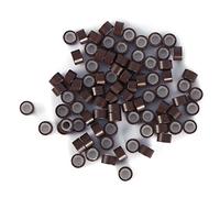 Asixxsix Pack of 500 Silicone Lined Connecting Rings, Bead Loops for a Firm Hold of Real Hair Extensions, 5 Colors for Undetectable Use (medium brown)