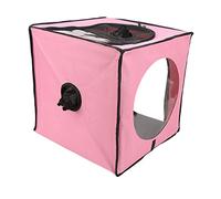 Asixxsix Pet Drying Box, Mesh Design Anti Hair Flying Foldable Pet Dry Room Folding Drying Box with Mat for Cats Dogs Camping Travel Portable Ultra Quiet (Roseate)