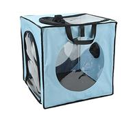 Asixxsix Pet Drying Box, Mesh Design Anti Hair Flying Foldable Pet Dry Room Folding Drying Box with Mat for Cats Dogs Camping Travel Portable Ultra Quiet (Blue)