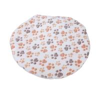 Asixxsix Pet Heating Pad, USB Powered and Double Sided Thick Flannel Electric Heated Bed Mat 21.65X1.97Inch Round Soft Electric Blanket Rechargeable Mobile Power for Dogs, Cats (Milky Footprints)