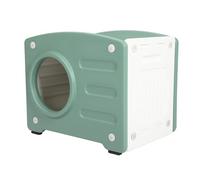 Asixxsix Plastic Cat House, Outdoor Indoor Cat Shelter with Aeroair Ventilation Easy Clean Design for Wind Rain Protection (Green)