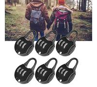 Asixxsix Portable 3 Digit Password Padlock Durable Metal Security Lock for Backpack, 6pcs, Easy to Use, Black/Silver, Travel Security/Backpack Password Lock