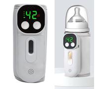 Asixxsix Portable Baby Bottle Warmer, Fast Heating Waterless Breastmilk Warmer with 7 Temperature Settings, 8000mAh Rechargeable Battery Comfortable Baby Feeding, for Travel Outdoor