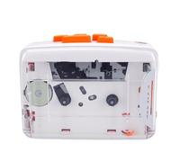 Asixxsix Portable Cassette Player Tape Recorder, Clear Stereo Cassette Player, Transparent Compact Vintage Tape with Earphone for Home, 3.5mm Earphone Jack (Orange)