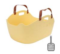 Asixxsix Portable Cat Litter Box, Super Large Capacity Splash Proof Collapsible Litter Box with Handheld Carry Handle, for Travel Outdoor Home Use Large Cats (Yellow)