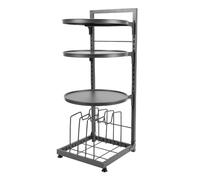Asixxsix Pots and Pans Organizer, 4 Tier Adjustable Under Cabinet Heavy Duty Rack with Upgraded Carbon Steel, for Kitchen Storage Cast Iron Pans Dutch Oven Cookware