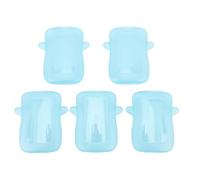 Asixxsix Pouch Holder No Squeeze, Reusable No Spill No Mess Food Pouches Juice Box Holder Leak Proof Multifunctional Squeeze Proof Flipping Holder for Babies, 5 Pack (Blue)