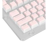 Asixxsix Pudding Keycaps, 129 Keys Cute PBT Keycaps 2 Color Injection Transparent OEM Profile for 61 62 64 68 84 87 104 108 Gaming Mechanical Keyboard (Rosy)